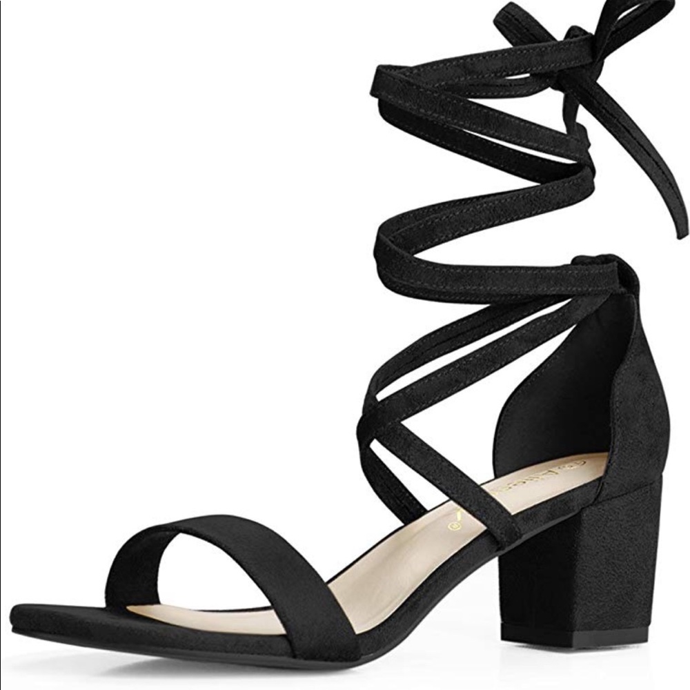 Lace up block heels